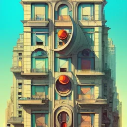 interwarmodernism architecture+artdeco new york+detailed facades+Book illustration by Gediminas Pranckevičius, Jean Baptiste Monge, Brian Kesinger, Anton fadeev, strong lines, high contrast vibrant colors, highly detailed, 16k resolution, trending on behance""