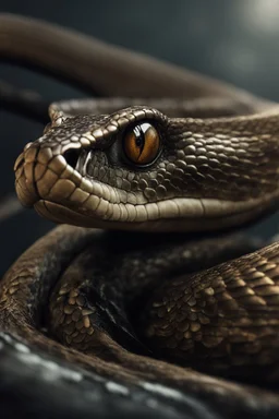 Close up of a Cobra snake ready to stike. Stunning and frightening pattern on forehead with staring eyes. Style of steampunk, chaos80, realistic and high quality