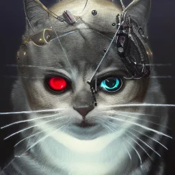 Cyberpunk Portrait of cyborg cat and with cute face, north pole vibe , perfect composition, hyper realistic, super detailed, 8k, high quality, trending art, trending on art station, sharp focus, studio photo, intricate details, highly detailed, by greg rutkowski