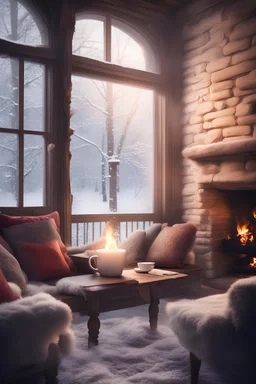 "Open your windows by the fireplace, where the cold winter air will soothe your heart and bring back all the lost with the heavy snow. With a cup of hot tea and a wonderful book in hand, with pleasure and You will experience the peace of pleasant moments."