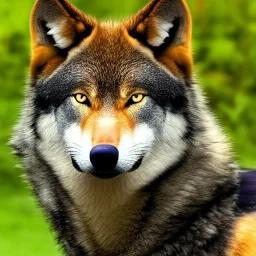 Black red and yellow wolf