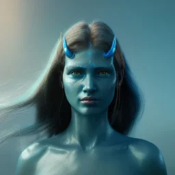 portriate of beautiful blue na'vi warrior,volumetric lighting, particals, intricate detail,realistc, close up