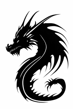 A simple black logo of japanese dragon, vectorized, white background