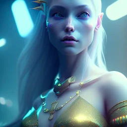 A portrait of a beautiful queen of Faery, atmospheric, realistic, unreal engine, cinematic lighting neon, octane render.