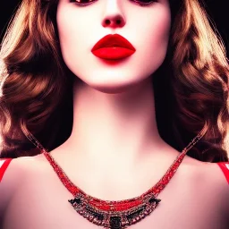 a princess with red lipstick, wearing jewelry, dramatic, dramatic lighting, volumetric lighting, hyperrealism, 8k, high quality, photorealistic, lot of details