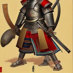 Ukiyo-e Style , Male Samuri in armour