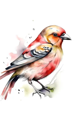 watercolour finch in white background