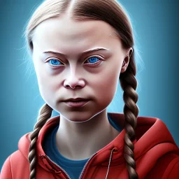 portrait of Greta Thunberg blue-eyed