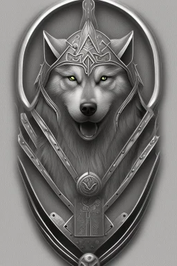 silver steampunk husky viking shield crest