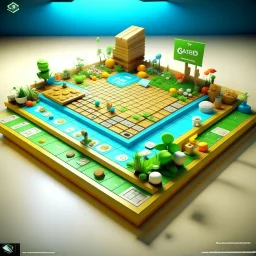 165 degree planting plan un profesional boardgame set design for a reality game with food service as from kitchen to food Lab with name "165 degree planting plan" with pixar animated background., product, 3d render, typography, illustration