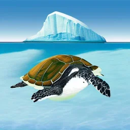 turtle and iceberg and penguin