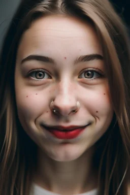 Piękna dziewczyna z dwoma nosami