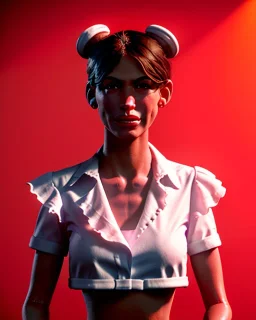 waitress woman muppet head, skin body and arms, concept art, retro style, smooth, unreal engine 5, god lights, ray tracing, RTX, lumen lighting, ultra detail, volumetric lighting, 3d.