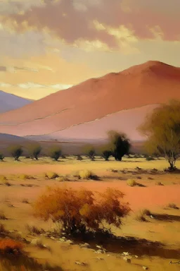 A light rosy orange colored Karoo with moles painted by Claude Monet