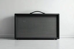 Une pièce vide et blanche, un ampli au fond, liminal atmosphere