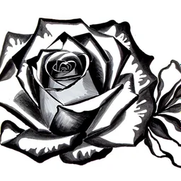 A rose, black & white outline art