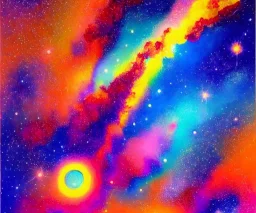 Vía Lactea. Art by "Guillermo Pérez Villalta". Vivid colors contrasts in an impressive way.