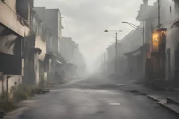 a modern street in a town pollution