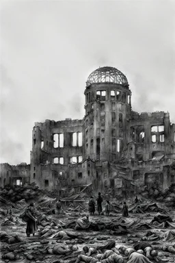 hiroshima dome, manga page, greyscale