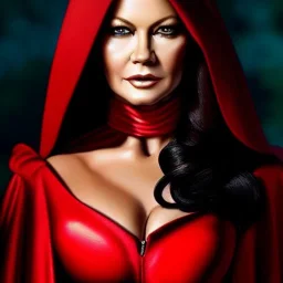 Ultra detailed fullbody Portrait in oil on canvas of Catherine Zeta Jones as busty Red Riding Hood wearing minimal skintight suit,intense stare,wearing tight corset,extremely detailed digital painting, extremely detailed face,crystal clear Big eyes, mystical colors ,perfectly centered image, ,perfect composition, rim light, beautiful lighting,masterpiece,16k, stunning scene, raytracing, anatomically correct, in the style of robert e howard and Ken Kelley and Ohrai Noriyoshi and Simon Bisley