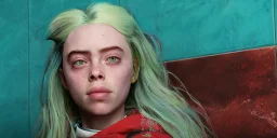 Billie Eilish, washes in the bathroom