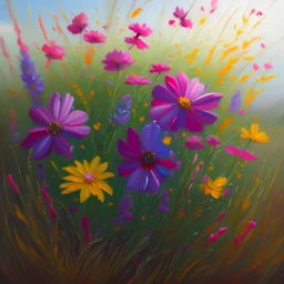 Oil painting wild flowers