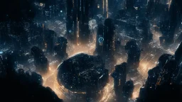 dark cyberpunk city from above the sky, comic style