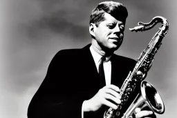 Lonely John f kennedy playing A normal saxophone with his eyes closed