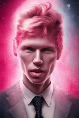 Portrait of Matti Nykänen. colorful. pink.