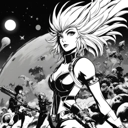 [wii No More Heroes style with thick lines] the iconic Alien scene with Barbarella in sloggy