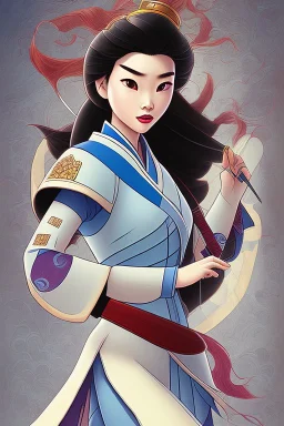 Mulan was a force to be reckoned witha woman whose spirit burned with an unyielding determination and an insatiable thirst for adventure. With fiery hair cascading in loose waves down her shouldersMulan possessed an allure that drew people in, leaving them captivated by her vibrant presence. Mulan's eyes sparkled with a mischievous glint, hinting at the secrets she held within.