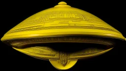 A yellow electrical UFO designed in ancient Egyptian hieroglyphics