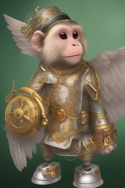 cute steampunk mechanical monkey with wings