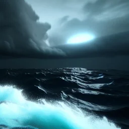 Sea monster, night, stormy weather, heavy rain, unreal engine 5, 8k resolution, photorealistic, ultra detailed