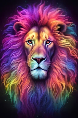 glowing rainbow lion backdrop