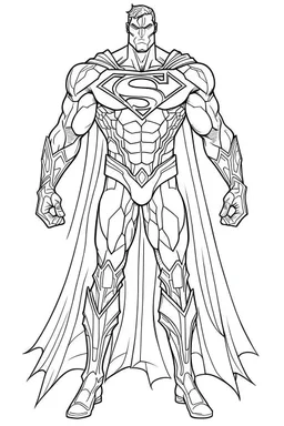 outline art An evolved Superman.Batman cinematic lighting, high resolution 3D render art coloring pages with witch, white background, Sketch style, full body, use outline, Mandala style, clean line art, white background, no shadows and clear and well