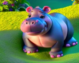 baby hippo, dwarf hippopotamus, hyper detailed, hyper realism, pixar character, animation series, disney, nickelodeon, sweet and gentle, friendly,