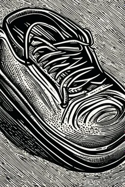 Woodcut, clean, soccer shoe