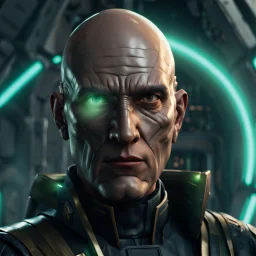 star wars bald male corellian pilot wearing pearlescent black and gunmetal grey First Order special forces heavy assault armor and helmet with gold trim inside the jedi temple, centered portrait, hyperdetailed, dynamic lighting, hyperdetailed background, 8k resolution, volumetric lighting, light skin, fully symmetric details