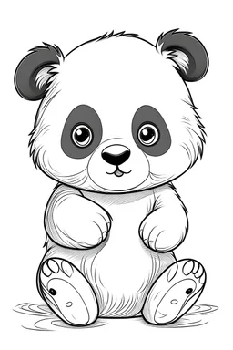 Outline art for cute panda full body,color book, sketch style, white background,clean lines,no shadows and we'll uotlined, low details