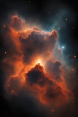 a nebula, in high quality, space picture,vector style, black and orange