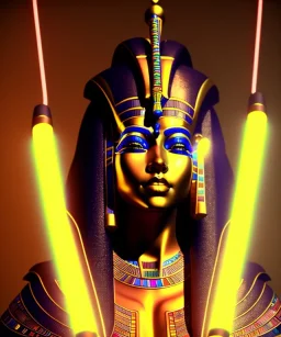 sacred, neon, goddess, ancient egypt, power, sould, warm cinematic lighting, octane render, ambiance,