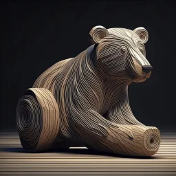 combine textured log with shape of a bear, graphic style minimalistic clean