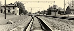 sideview of railway tracks, antique photo