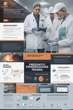 **Cinematic Poster:** An interactive documentary platform allowing viewers to explore different aspects of pandemic preparedness, disease control, and emergency response. Users can navigate simulations, witness historical outbreaks, and engage with real experts. **Appearance:** Art ideas that encapsulate the essence of emergency evacuation, aid supply, and prompt execution of medical, surgical, and emergency training for pandemics, viral infestations, and disease control. These ideas aim to port