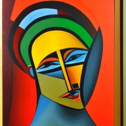 cubist style painting of indian god