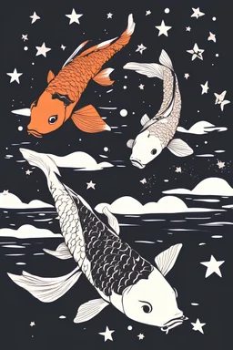 starry night but its two koi fish and the stars are the water