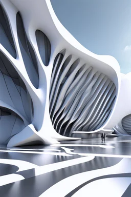 Edificio estilo Zaha Hadid, calidad ultra, arte digital 3D, 8k