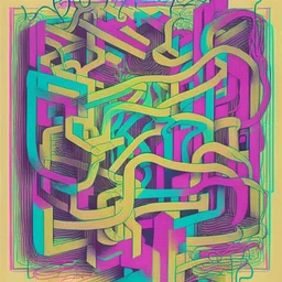 Composition featuring a tangled maze representing the initial curiosity and allure of drugs. postercolour sketch,