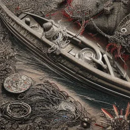 Birdseye view,Insanely detailed photograph of an “artitcture plans of a canoe ” with intricate waves, intricate embroidered band of stars, hyperdetailed painting by Ismail Inceoglu Huang Guangjian and Dan Witz CGSociety ZBrush Central fantasy art album cover art,8K, hdr, romantic, mysterious, ominous, flowers, jewelry, steam,oil,cafe,street vendor,steamship,D&D